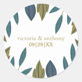 Rustic Löv Blommigt Bröllop Runt Klistermärke