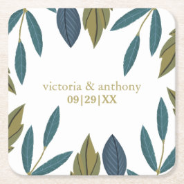 Rustic Löv Blommigt Bröllop Underlägg Papper Kvadrat