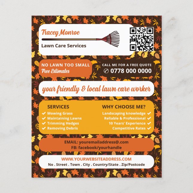 Rustic Löv Design, Gräsmatta Care Services Flygblad (Framsidan)