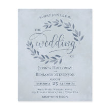 Rustic Löv Dusty Blue BUDGET Wedding bjudande in