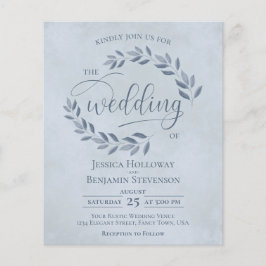 Rustic Löv Dusty Blue BUDGET Wedding bjudande in