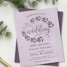 Rustic Löv Dusty Lila BUDGET Wedding bjudande in