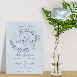 Rustic Löv Elegant Dusty Blue Bröllop Inbjudningar