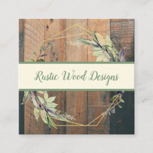 Rustic Löv Geometric Wandeans Monogram Sage Fyrkantigt Visitkort
