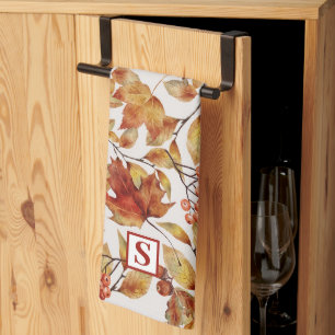 Rustic Löv höstmonogram Kökshandduk