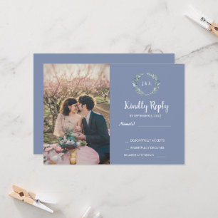 Rustic löv på trämonogram fotofoto OSA Bröllop Inbjudningar