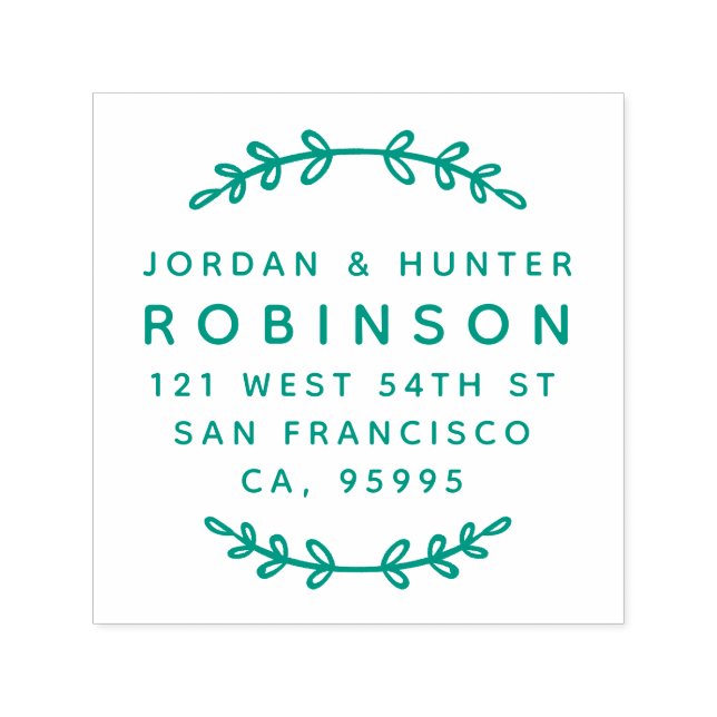 Rustic Löv Round Married Couple Returadress Självfärgande Stämpel (Design)