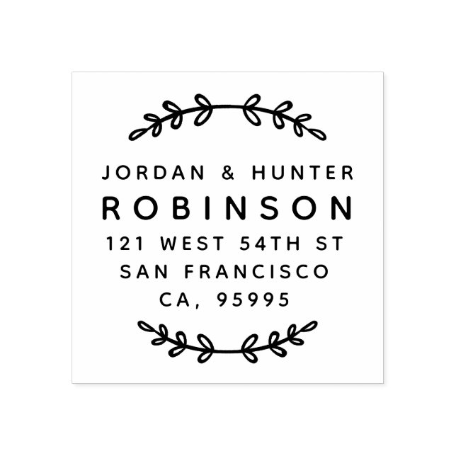 Rustic Löv Round Married Couple Returadress Stämpel (Tryck)