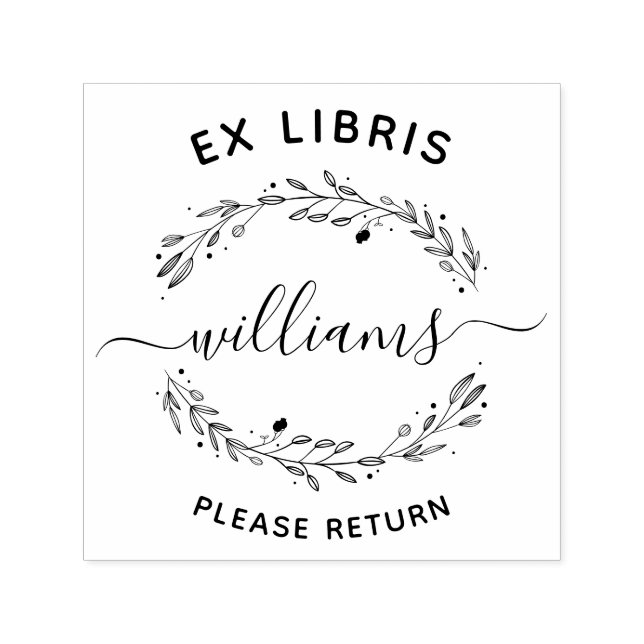 Rustic Löv Script Family Namn Ex Libris Bok Självfärgande Stämpel (Design)