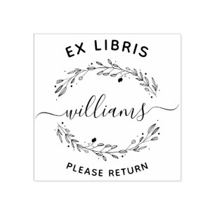 Rustic Löv Script Family Namn Ex Libris Bok Stämpel