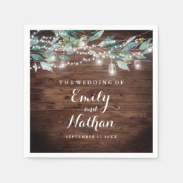 Rustic Löv String ljus Bröllop Pappersservett