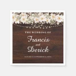 Rustic Löv String ljus Bröllop Pappersservett