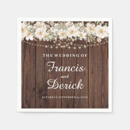 Rustic Löv String ljus Bröllop Pappersservett