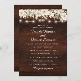 Rustic Löv String ljus Wood Wedding bjudande in Inbjudningar