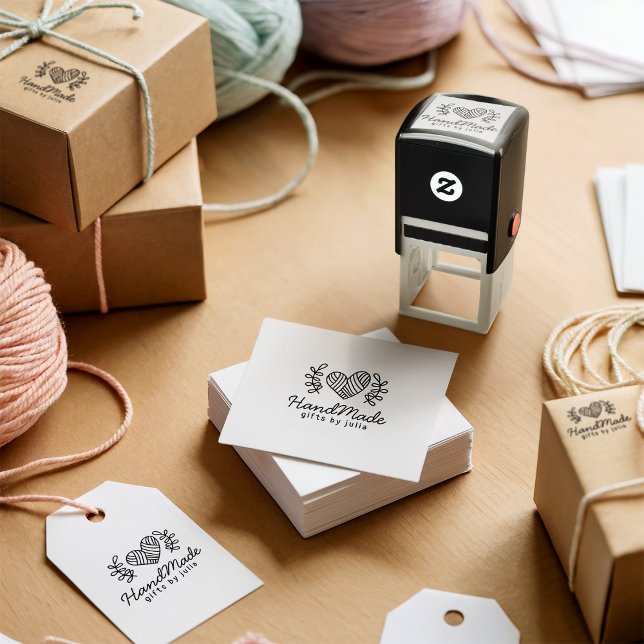 Rustic Love Heart Hantverk Logotyp Förpackning Självfärgande Stämpel (Rustic Love Heart Handmade Logo Business Packaging)