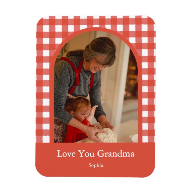 Rustic Love You Mormor Rutigt Fotografi Magnet (Vertikal)