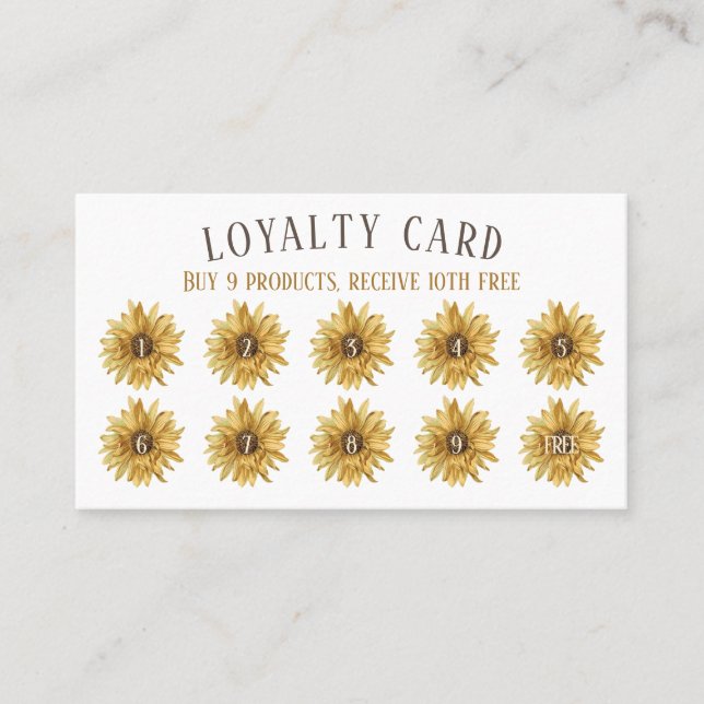Rustic Loyalty Trärullningsmaskin Solros Bakverk Visitkort (Framsida)
