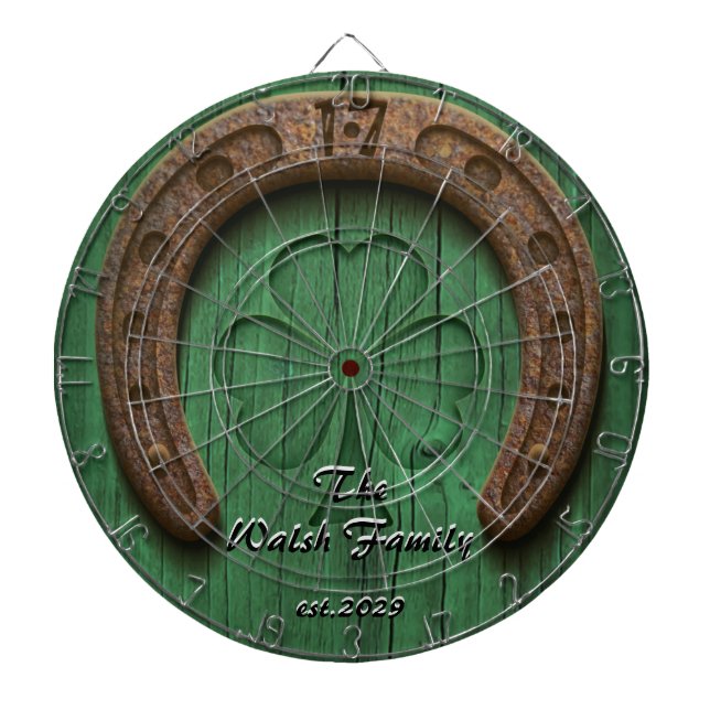 Rustic Lucky Horse Shoe Irish Family Anpassningsba Darttavla (Framsidan)