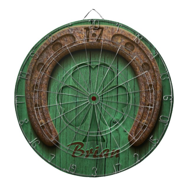 Rustic Lucky Horse Shoe Irish Personalized  Darttavla (Framsidan)