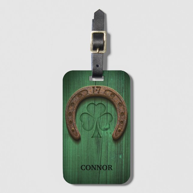 Rustic Lucky Horse Shoe Irish Personlig Luggage Bagagebricka (Framsida vertikal)