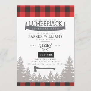 Rustic Lumberjack Birthday Bash Inbjudan
