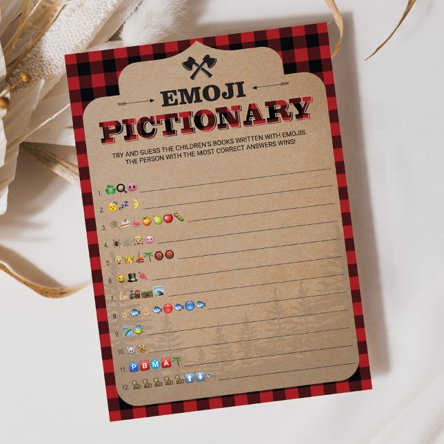 Rustic Lumberjack Boy Shower Emoji Pictionary (Skapare uppladdad)