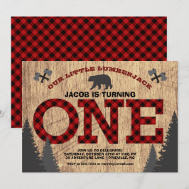 Rustic Lumberjack Buffalo Play Första födelsedagen Inbjudningar
