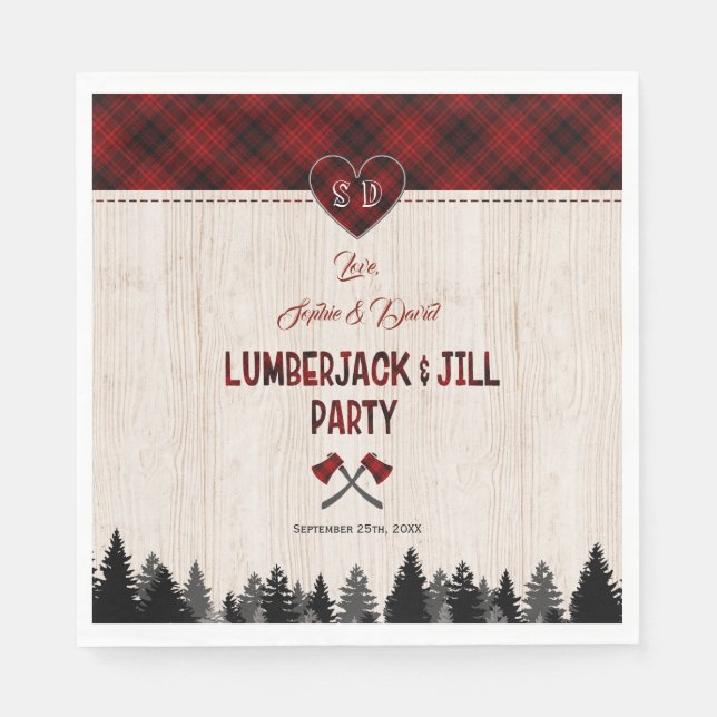 Rustic LumberJack och Jill Bröllop Couple Shower Pappersservett (Framsidan)