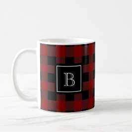 Rustic Lumberjack Play Mönster Monogram Initial Kaffemugg