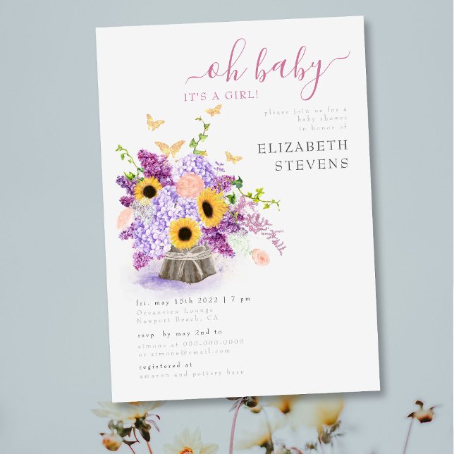Rustic Lush Sunwers Elegant Girl Baby Shower Inbjudningar (Skapare uppladdad)
