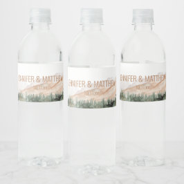 Rustic Luxe-naturen utomhusbergen Bröllopsförmån Vattenflaskor Etikett