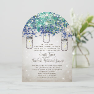 Rustic Luxe Navy och Tur ise Mason Burk Inbjudningar