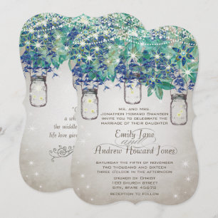 Rustic Luxe Navy och Tur ise Mason Burk Inbjudningar