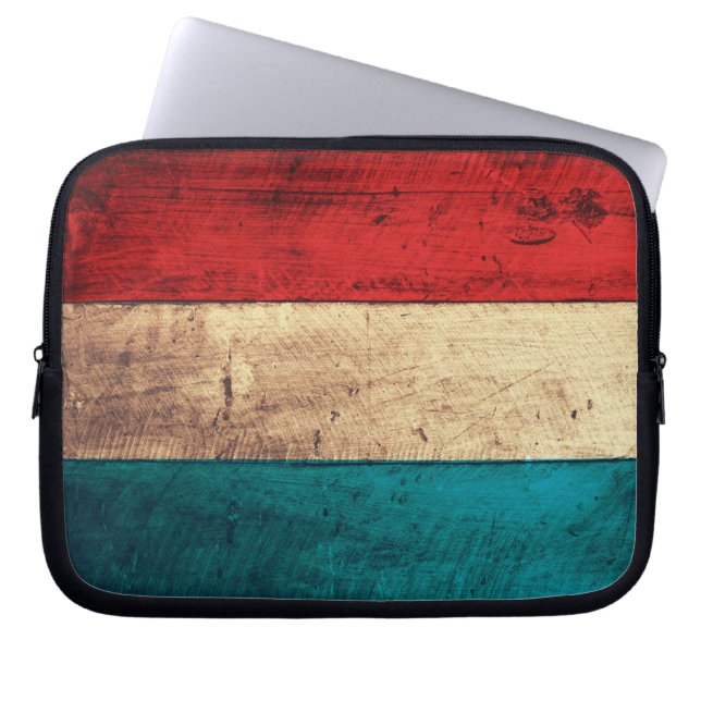 Rustic Luxembourg Flagga Laptop Sleeve (Framsidan)