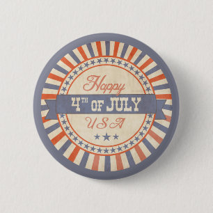 Rustic Lycklig 4:e juli USA Stars Rand Knapp