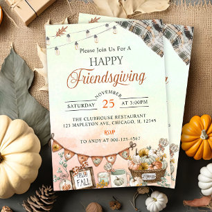 Rustic Lycklig Friendsgiving Pumpkin Inbjudningar