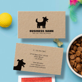 Rustic Lycklig Hund Silhouette Logotyp Pet Service Visitkort