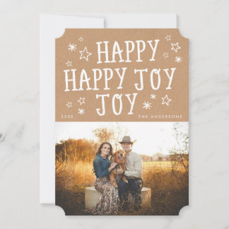Rustic Lycklig Joy Julfotoport Julkort