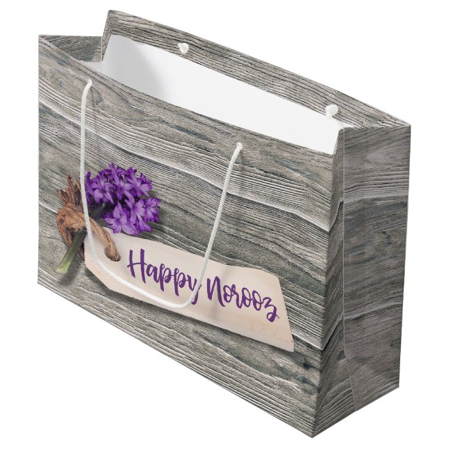 Rustic Lycklig Noroz Hyacinth - Large Gift Bag (Framsidan Vinklad)