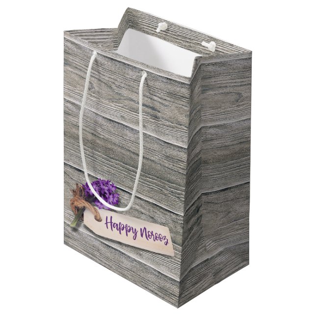 Rustic Lycklig Noroz Hyacinth - Medium Gift Bag (Framsidan Vinklad)
