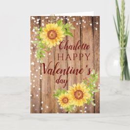 Rustic Lycklig Valentines Blommigt Solroskort Helgkort