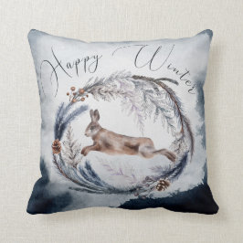 Rustic Lycklig Winter Winterand Rabbit Home Decor Kudde