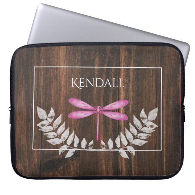 Rustic Magenta Dragonfly Personlig Laptop Fodral (Framsidan)
