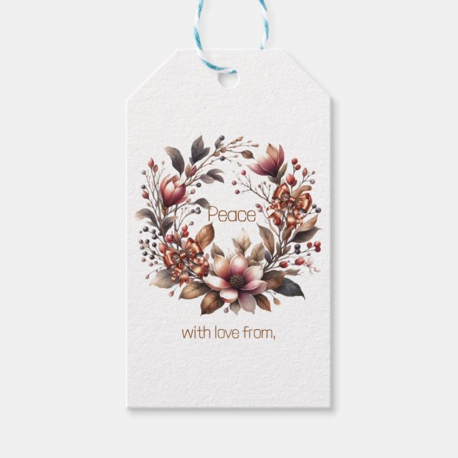 Rustic Magnolia Copper Bow Wand Presentetikett (Framsidan)