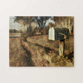 Rustic Mailbox på en Land-väg Pussel