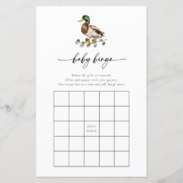 Rustic Mallard Anka Baby Shower Bingo Game Card