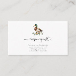 Rustic Mallard Anka Baby Shower Recipe-begäran Tilläggskort
