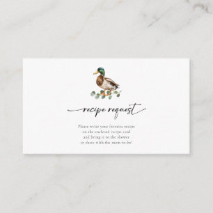 Rustic Mallard Anka Baby Shower Recipe-begäran Tilläggskort