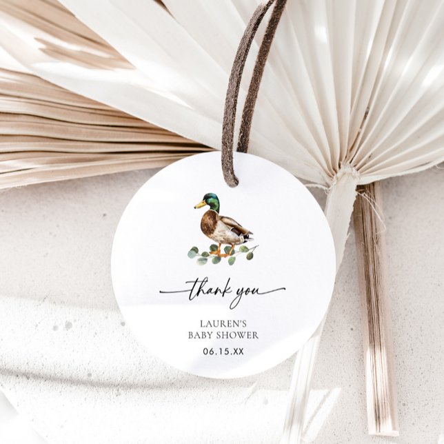 Rustic Mallard Anka Tack Baby Shower Gåvor Etiketter (Skapare uppladdad)