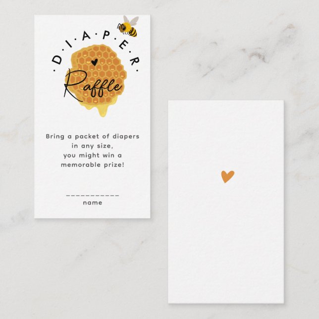 Rustic Mamma Att Bli Bee Blöja Lotteri Barnkalas Tilläggskort (Fram/baksida)